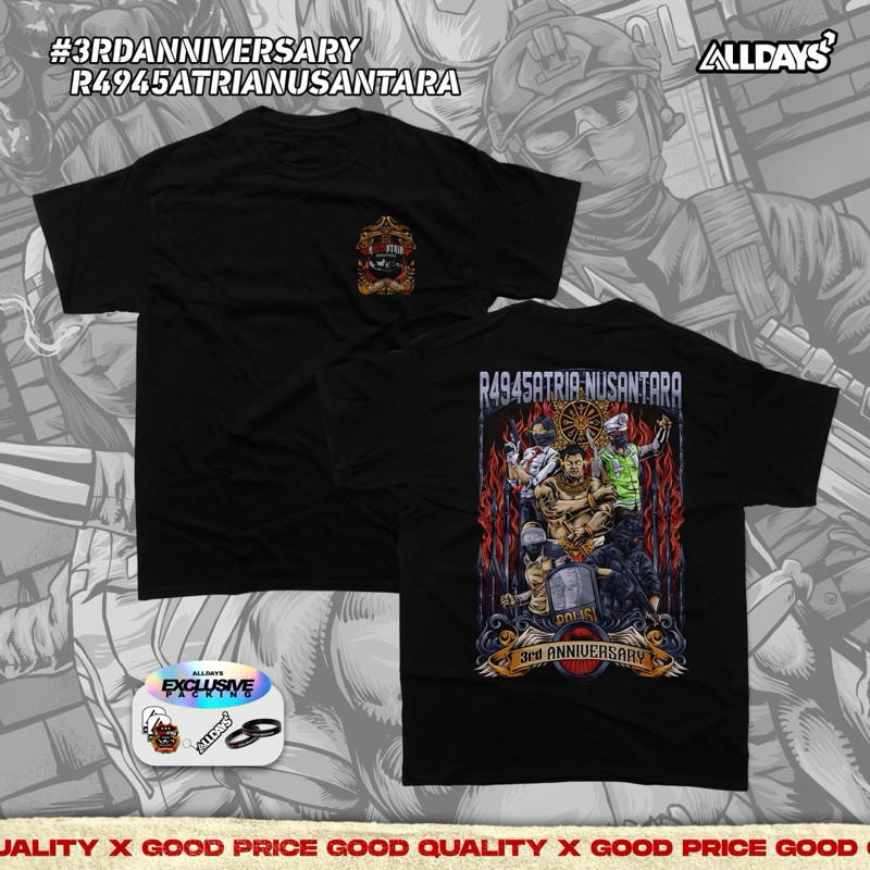 【COD】 ALLDAYS - Baju Kaos Atasan Tactical Angkatan 3TH ANNIVERSARY R4945ATRIA NUSANTARA