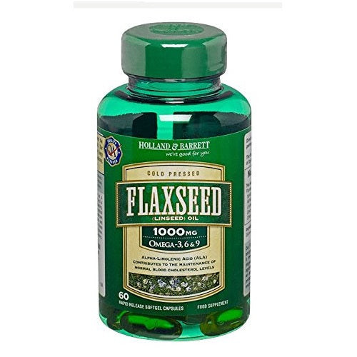 HOLLAND & BARRETT Flaxseed Linseed Oil 1000 mg, 60 Capsules