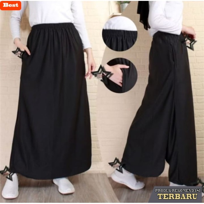 rok wanita kekinian Rok Olahraga Senam Wanita / Rok Celana Olahraga Muslimah - Hitam, M