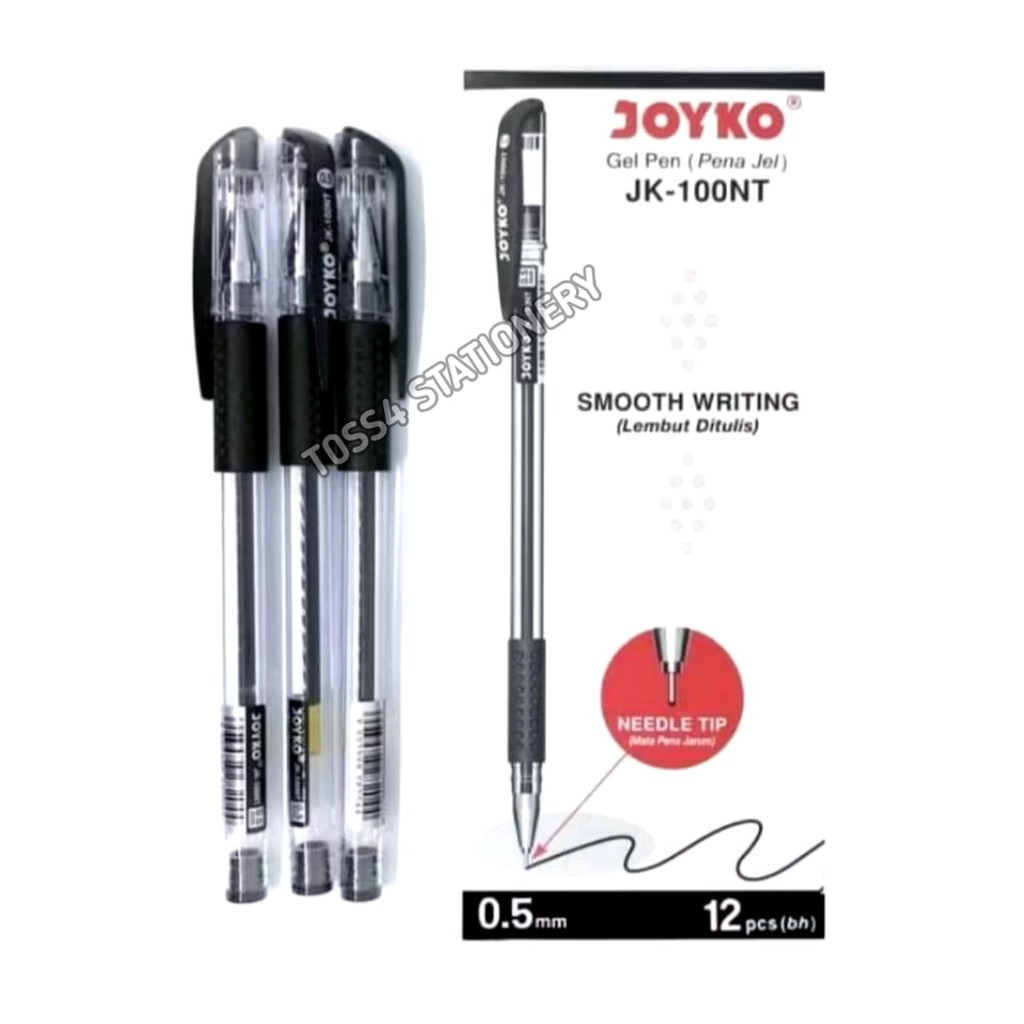 

(12pc) Gel Pen Pulpen Pena Joyko JK-100 Black 0.5 mm WATER RESISTEN HITAM TOSSA STATIONERY