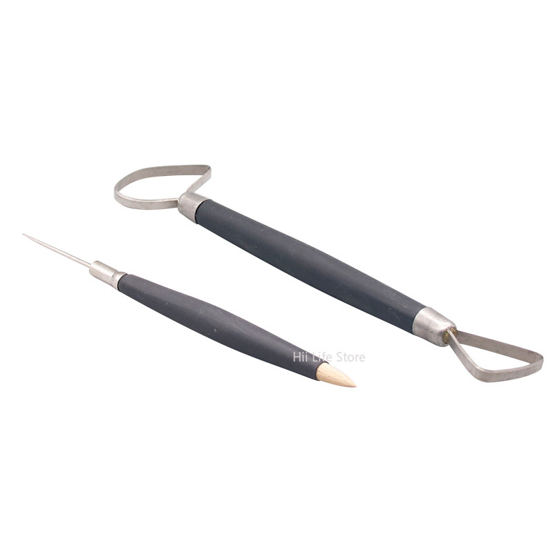 

2pcs/set Ceramic Modeling Scraper/aluminum Stick Needle DIY Clay Sculpture Beginners Carving Clay Making Pottery Tools
