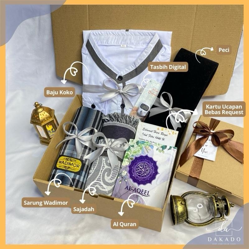 HAMPERS SET ALAT SHOLAT COWOK BAJU KOKO PRIA GIFT BOX SESERAHAN PRIA BAJU KOKO ALAT SHOLAT LENGKAP G