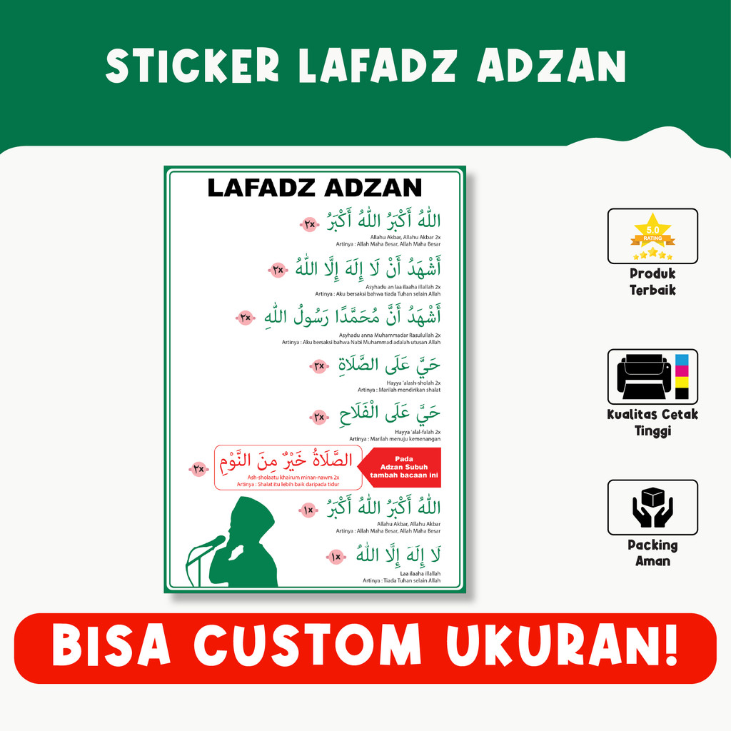

Sticker Lafadz Adzan – Tahan Air, Vinyl Premium, Custom