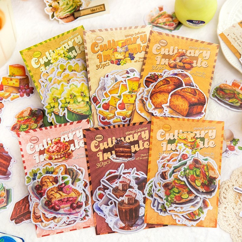 

30 Pcs/pack Yummy Food Decorative Stickers Scrapbooking Label sticker Diary Stationery Album Phone Cup Journal Planner