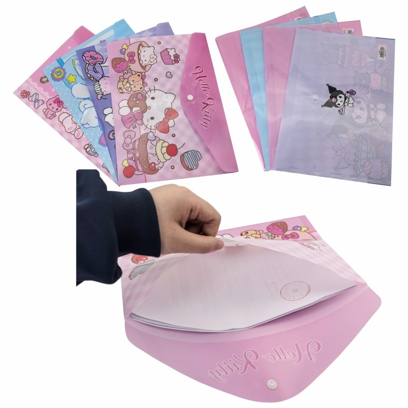 

Sanrio Hello Kitty Cartoon Snap File Bag A4 Waterproof Folder Student Test Paper Office Supplies File Thickened Exam Special Bag