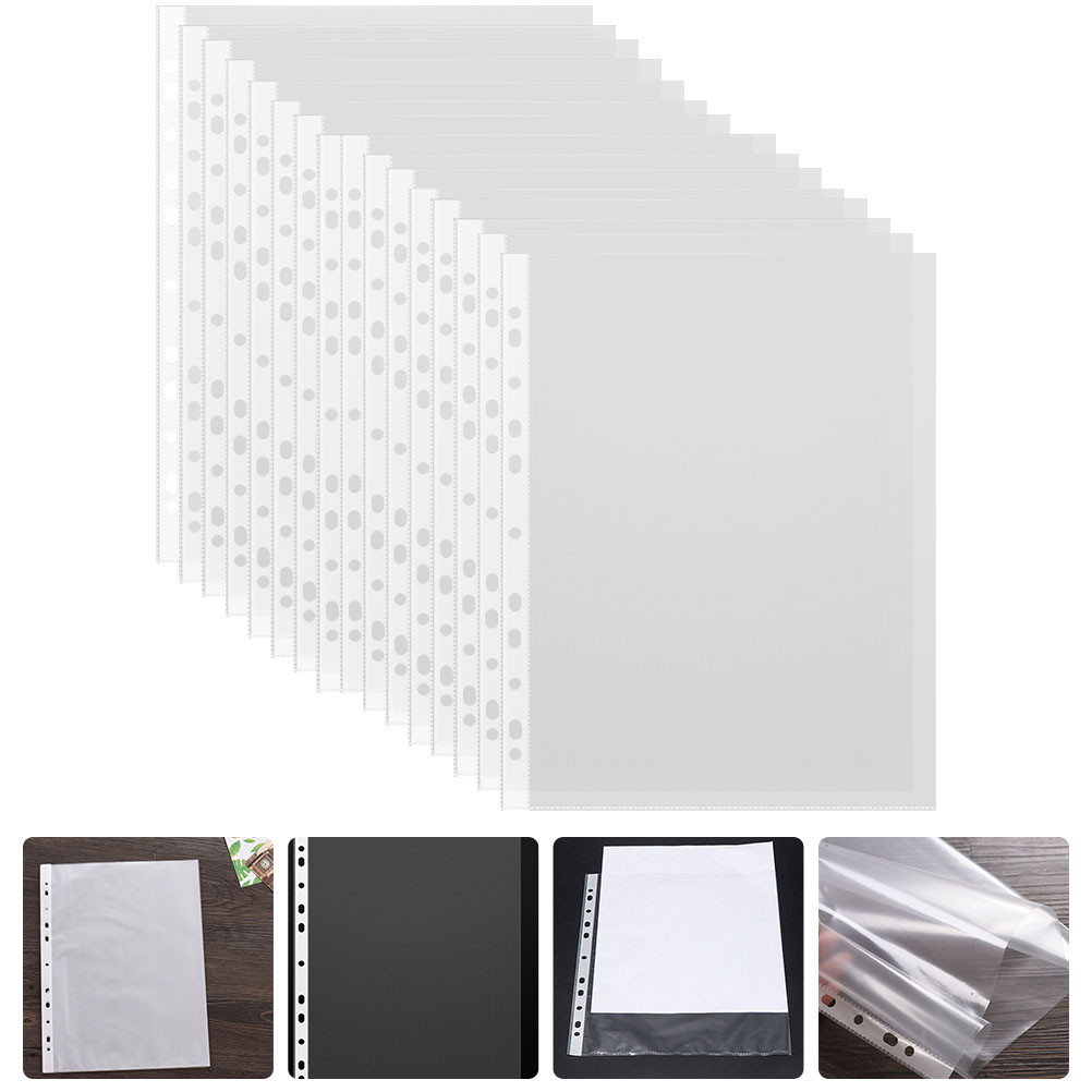 

100 Pcs File Film Loose Leaf Document Bags Transparent Documents Folder Inserts Practical Protective Films Dust-proof