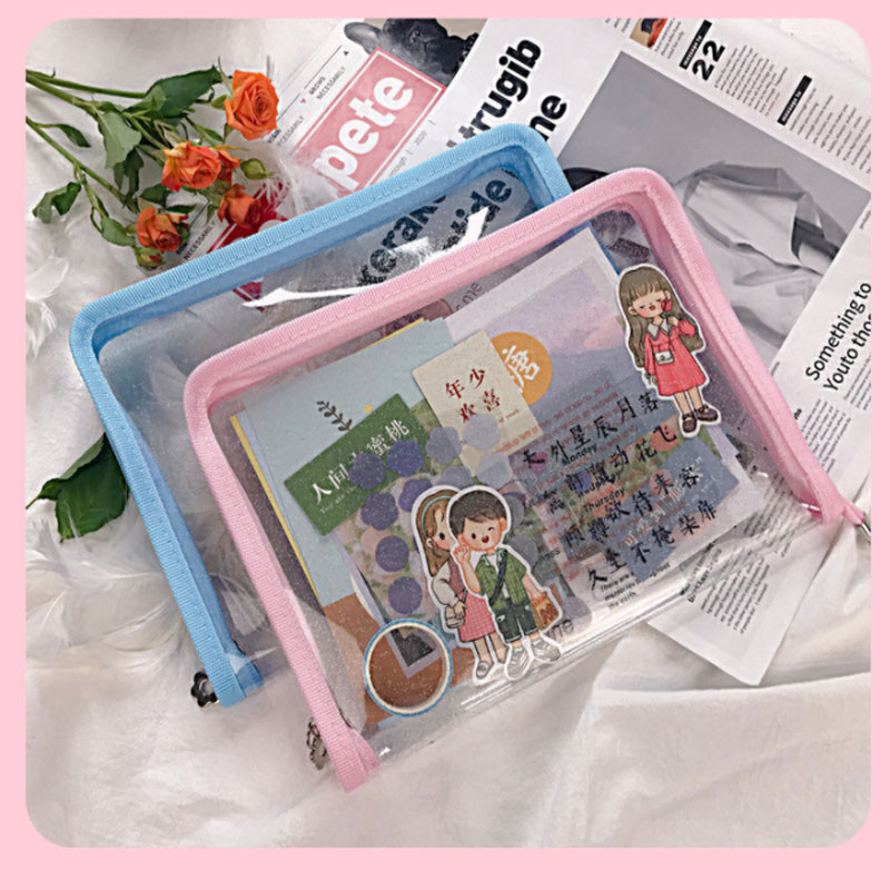 

SKYSONIC A5 A4 Zipper File Bag PVC PP Glitter Transparent Storage Organizer Bag File Folder Case Bags Stationery Holder