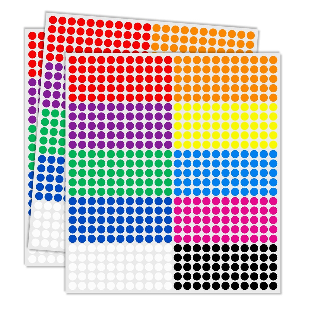 

2750 PCS 1/4 inch Colored Dot Stickers Round Circle Stickers Colored Coding Labels Yard Garage Sale Price Stickers (Colorful)