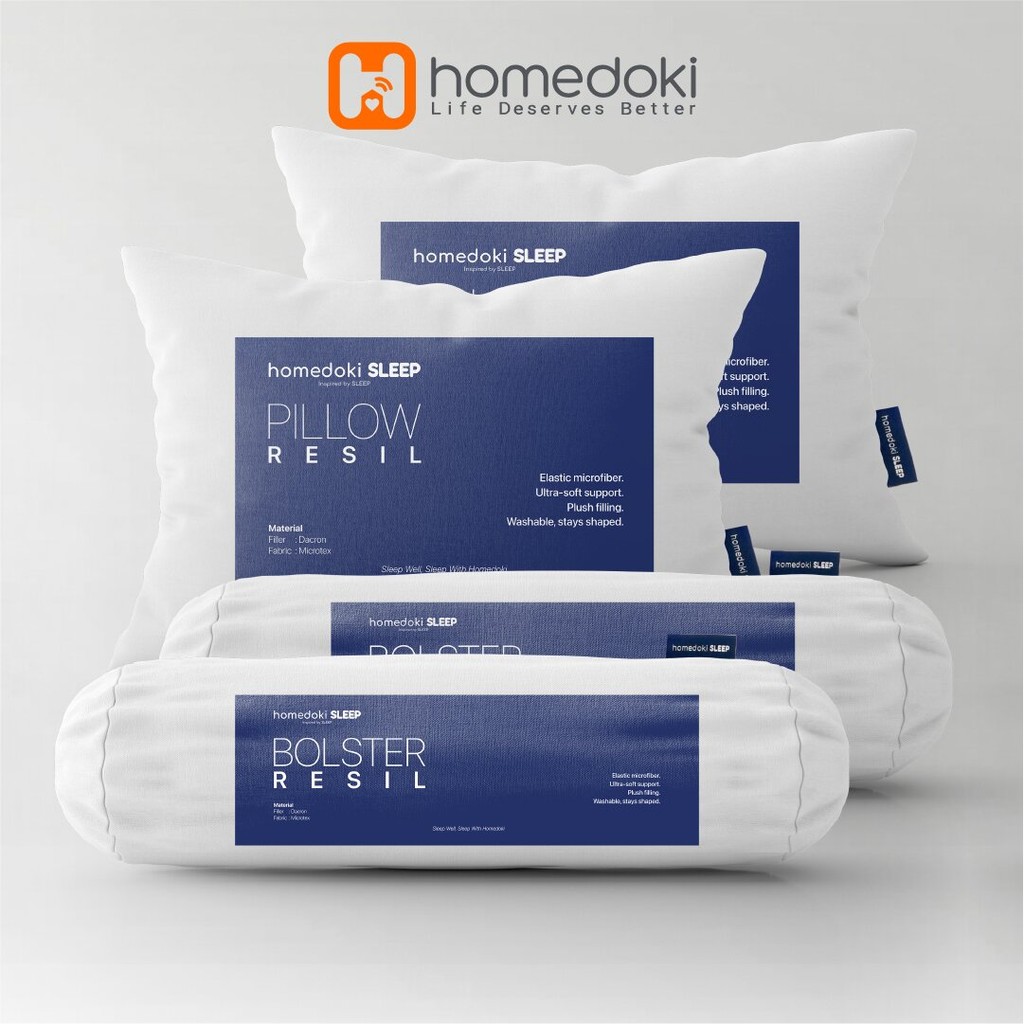 Homedoki Resil Series / Bundling Bantal Guling Microfiber / Hotel Bolsters / Bantal Tidur Hotel