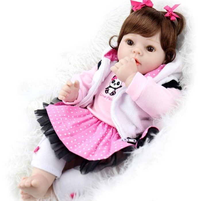 Mainan Boneka Bayi Reborn Doll Newborn Mirip Asli 3D Realistis 55Cm