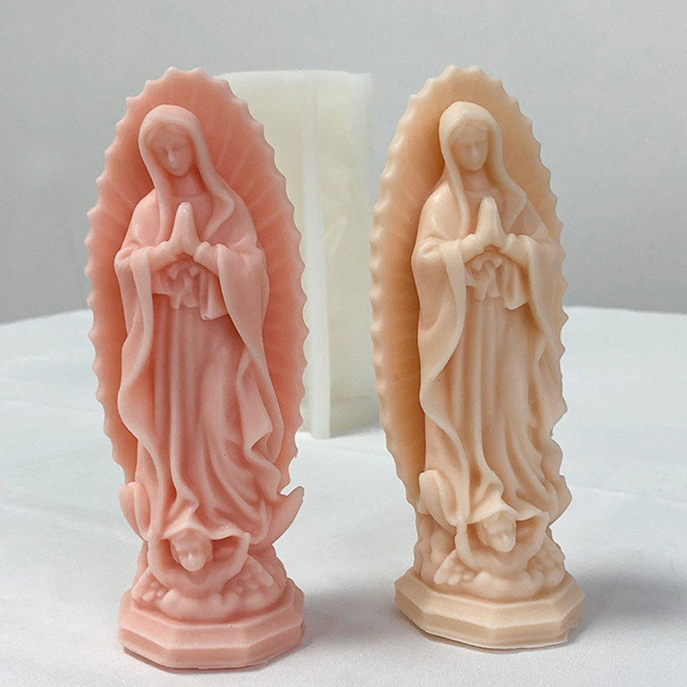 

Small Virgin Mary Silicone Candle Mold Christ Religious Statue of The Birth Mother Plaster Crafts Resin Molds Home Decor Gift