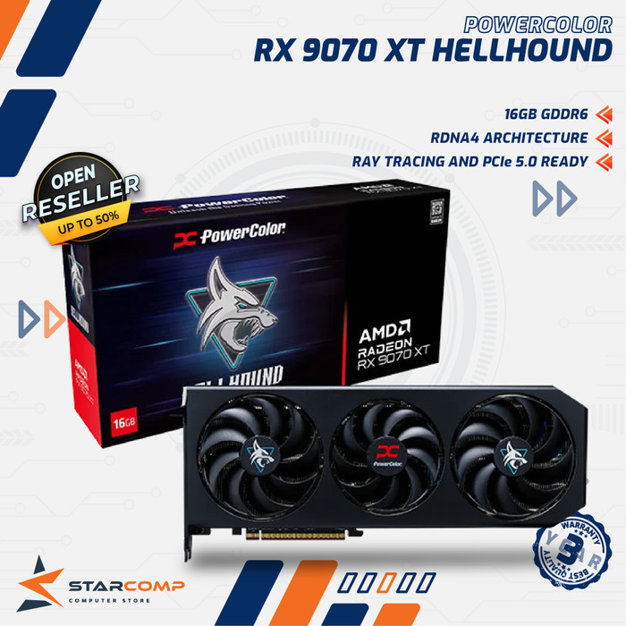 POWERCOLOR Radeon RX 9070 XT Hellhound 16GB GDDR6 VGA 9070XT AMD