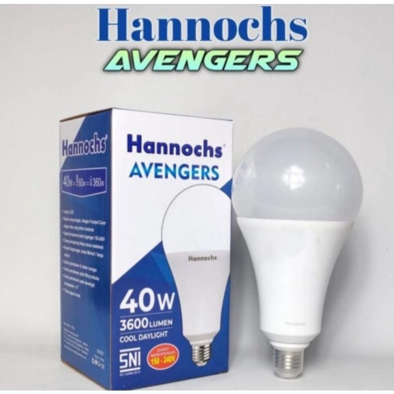 HANNOCHS AVENGERS LAMPU LED BULB JUMBO 40W 40 Watt PUTIH BERGARANSI