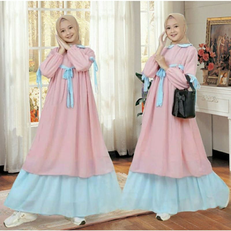 dress anak tanggung 12 13 14 tahun /Gamis anak tanggung termurah / Gamis ABG remaja / TZ