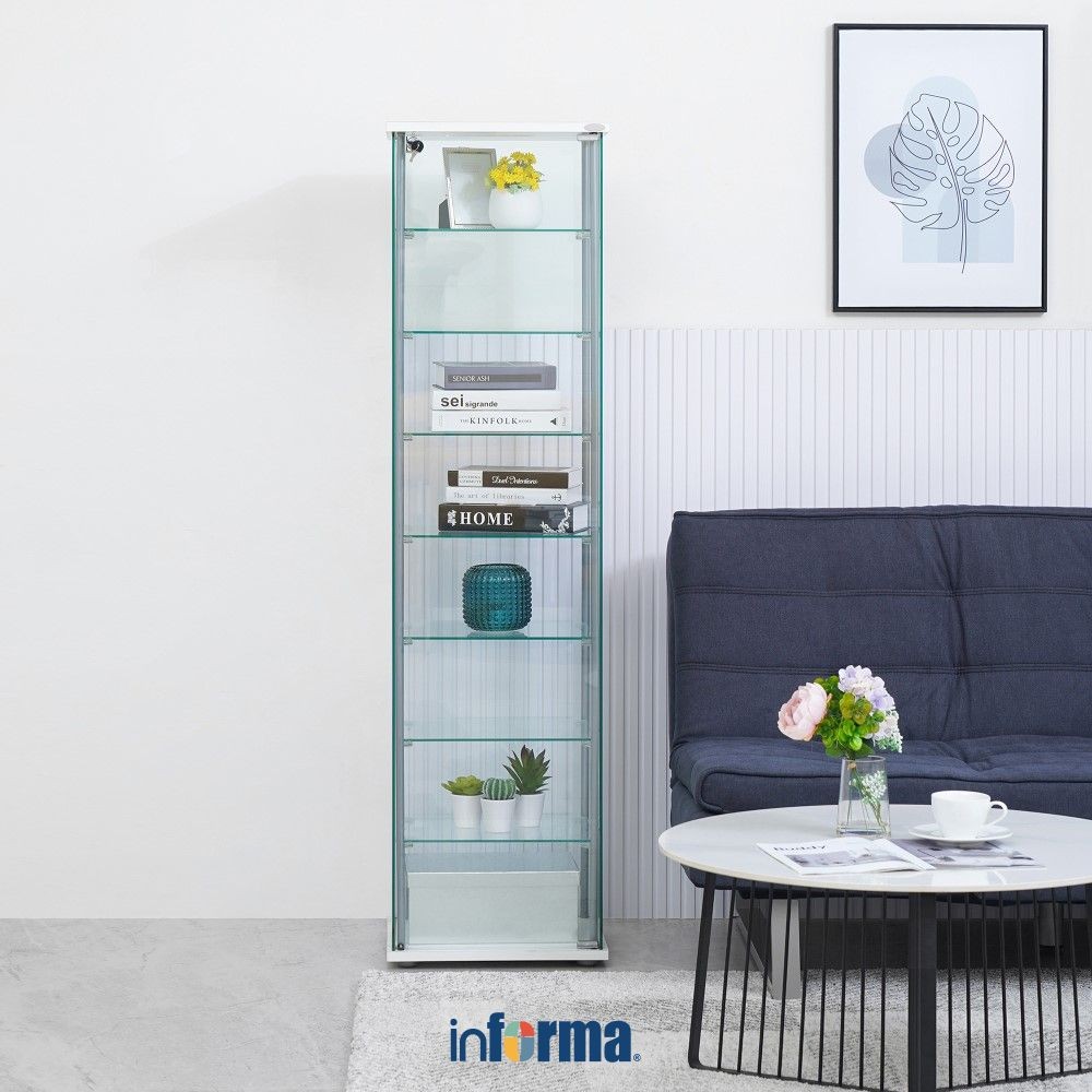 Informa Newvy Curio Lemari Pajang 8 Tingkat Dengan Kunci - Putih Display Cabinet Kabinet Koleksi Paj