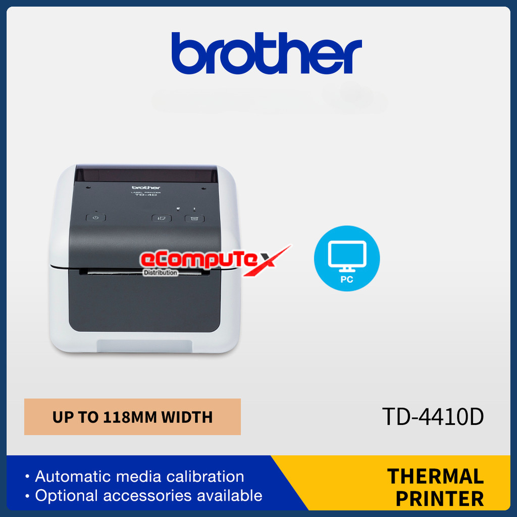 

PRINTER LABEL BROTHER TD4410D / TD-4410D DIRECT THERMAL LABEL PRINTER 4 INCH - ORIGINAL RESMI