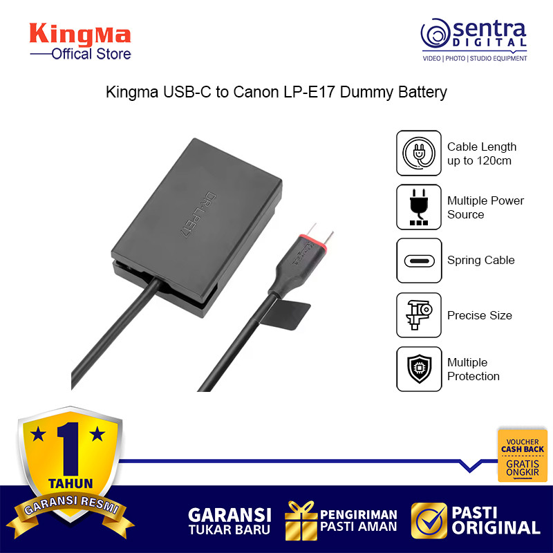 Kingma LP-E17 Canon Dummy Battery with USB Type C for Canon EOS 200D 250D 750D 760D 800D 850D DSLR C