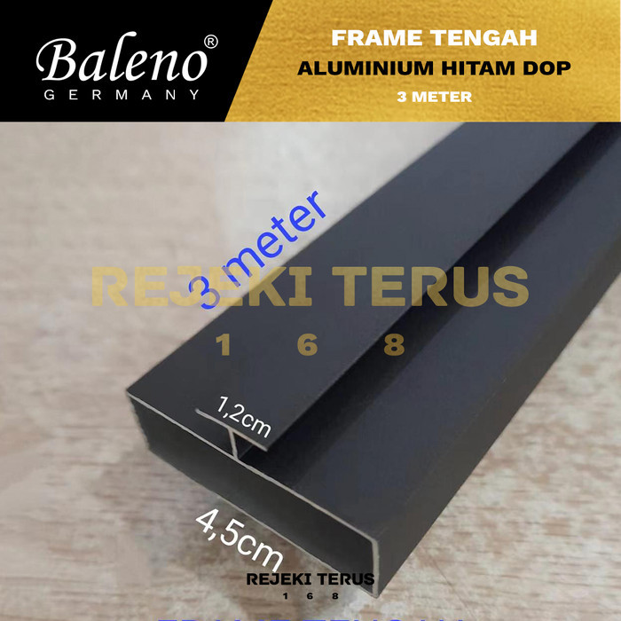 Frame Tengah Aluminium Hitam Profil Lis List Frame Kaca Lemari FT 45
