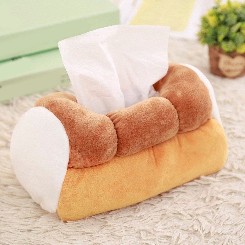 

Funny Bread Shaped Tissue Storage Holder Soft Cotton Storage Box for Home Decor