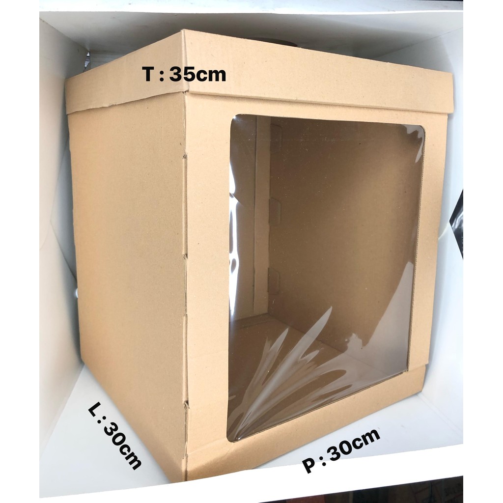 

1 PCS CAKE BOX MIKA 30X30X35 E FLUTE KARDUS BADAN TUTUP PISAH