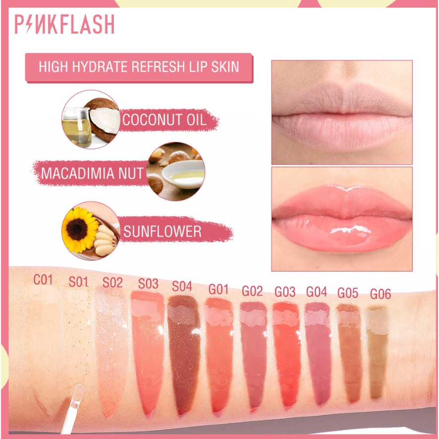 PINKFLASH L01 Long Lasting Glossy Lip Gloss G06 G05 G04 G03 G02 G01S04 S03 S02 S01 C01 Pink Flash