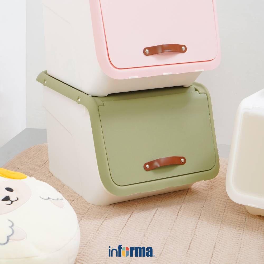 Informa 38x46x31 cm Harold Kotak Penyimpanan Dengan Tutup - Hijau Kotak Serbaguna Wadah Simpan Stora