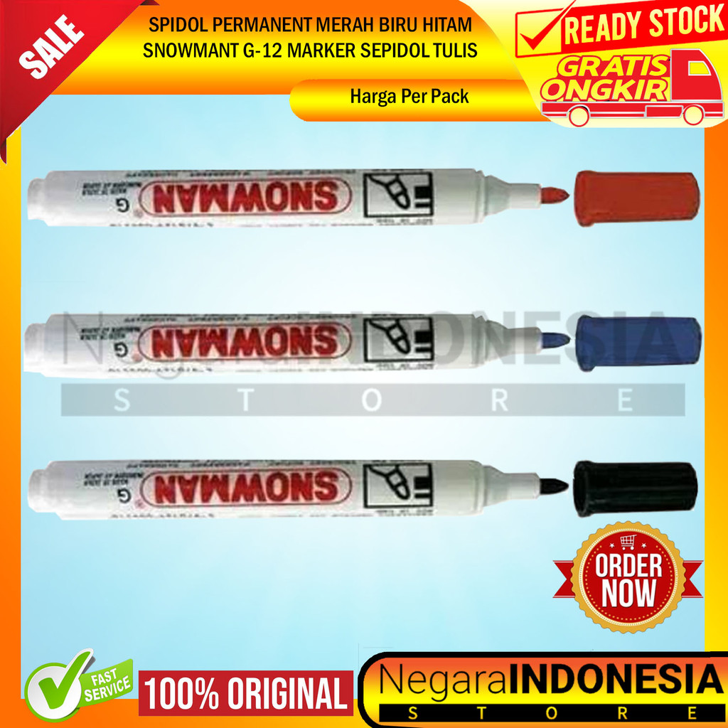

Spidol Snowman Balpen Lancip Luncip Marker Balpen Ball Giant G 12 G-12 Permanent Permanen Snowmen Sepidol Warna Hitam Biru Merah 1 Box Per Pack Tahan Air Bolpen Point Pen Pena Bolpoin Kantor Sekolah Alat Papan Tulis Waterproof