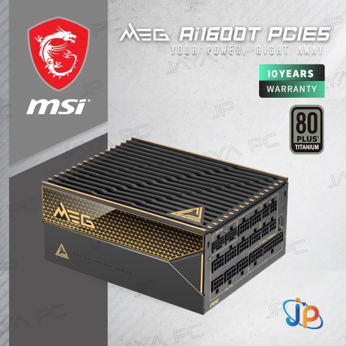 MSI MEG Ai1600T 1600W ATX 3.1 PCIE5 PSU - Power Supply 1600 Watt 80+ Titanium Full Modular
