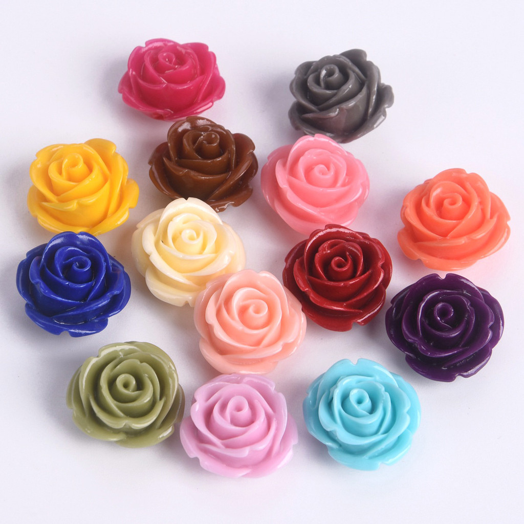 

5pcs Rose Flower Shape 20mm Artificial Coral Loose Back Side Hole Beads For Jewelry Making DIY Crafts Findings