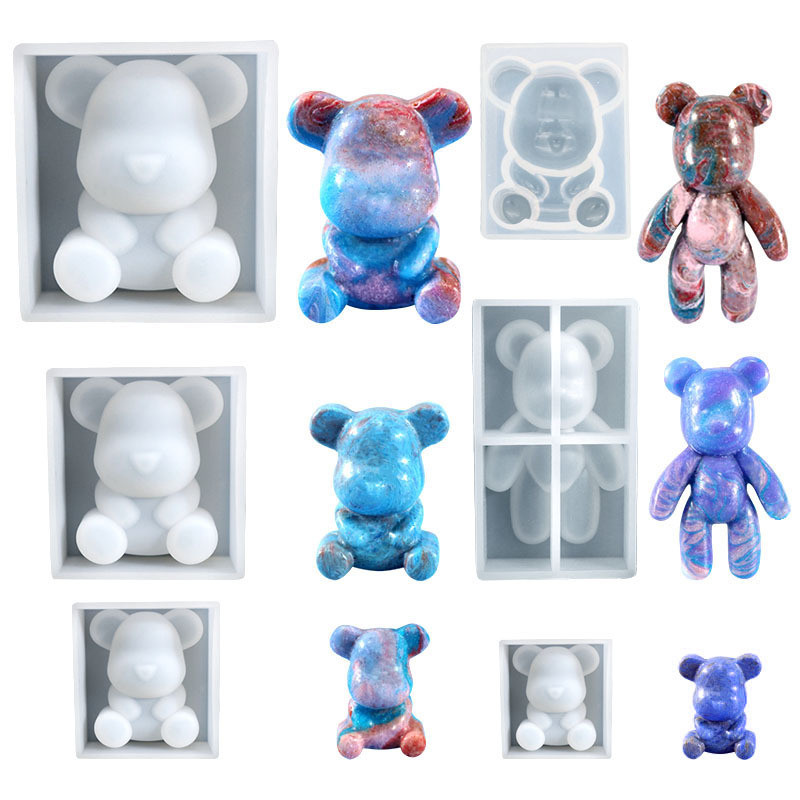 

Crystal Epoxy Silicone Mold 3D Little Bear Jewelry Keychains Mold For DIY Resin Making Hanging Ornament Mold