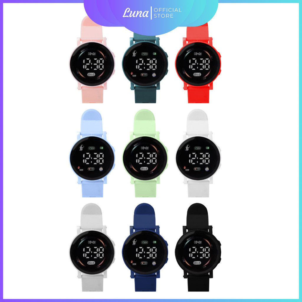 Jam Tangan Tipis Digital Wanita Pria Unisex Jam LED Jam Tangan Kecil LED Digital Rubber