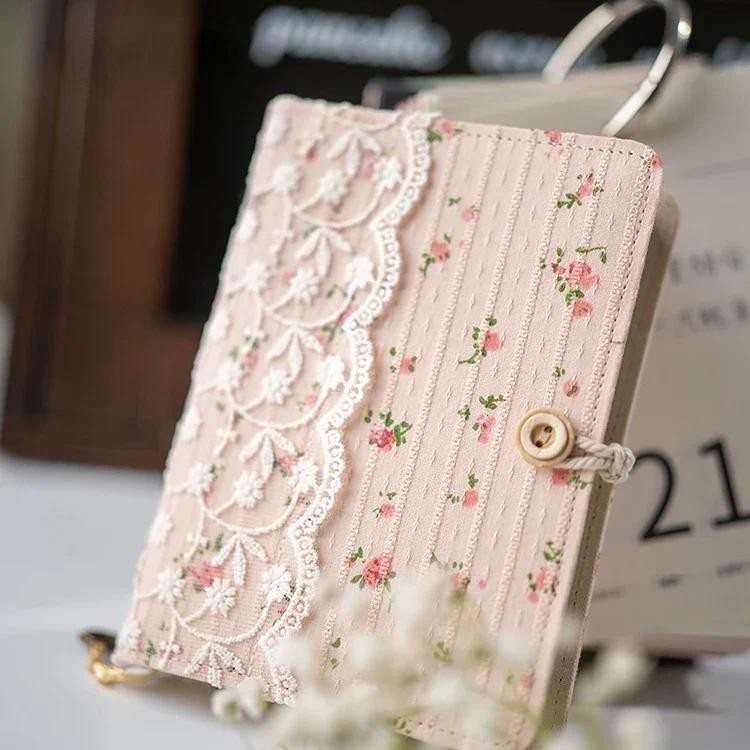 

Lace Pink Dense Flowers Cotton Loose Leaf A5A6A7 BinderJournal Notebook Diary Cover Ring Planners Organizer Girl Gifts Handmade