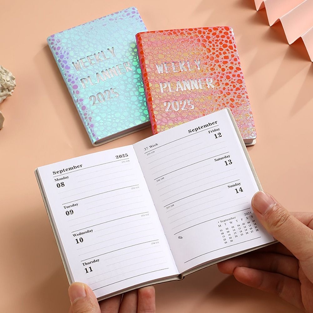 

A7 2025 Agenda Book English with Calendar 2025 Planner Notebook Laser Starlight Color To Do List To Do List English Notepad