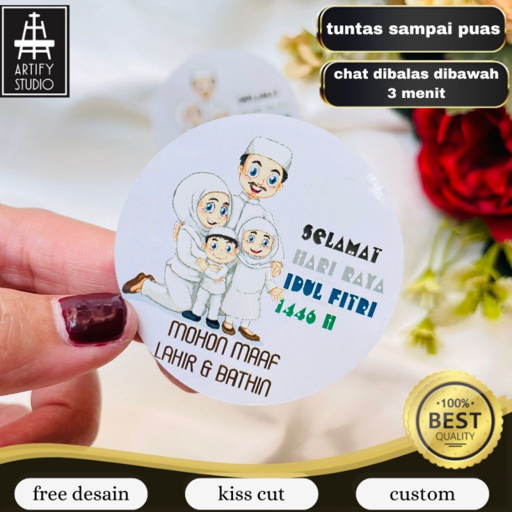 

Artify 5-8 Sticker Bulat Label Ramadhan Stiker Toples Cookies Selamat Idul Fitri Lebaran Eid