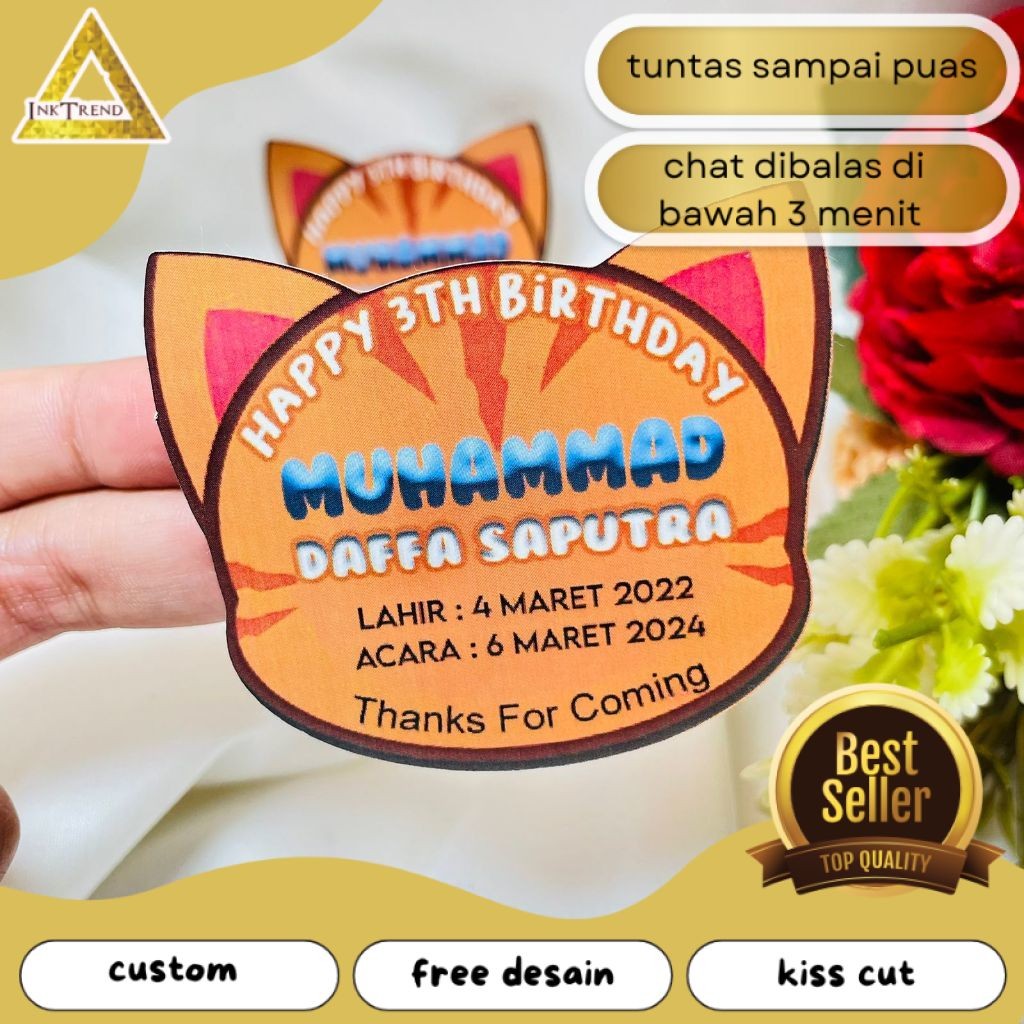 

INKA Print Sticker Karakter Ulang Tahun Anak Stiker Label Hampers Ultah Free Design Birthday
