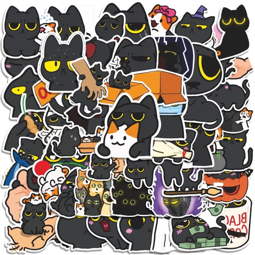 

COD 100 Pcs Stiker Pack Black Cat/Kucing Hitam Lucu Aesthetic Vynil Waterproof untuk Freebies Sticker Buku Journal Casing HP Laptop