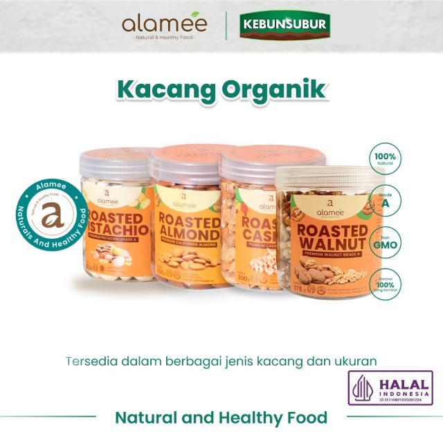 

alamee kacang panggang toples besar almond mede walnut pistachio Premium Roasted Grade A California kebunsubur Kebunsubur