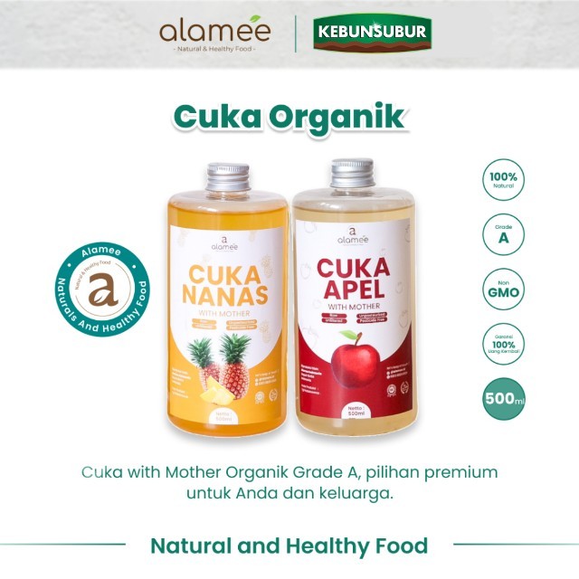 

alamee cuka murni 500 ml premium tanpa bahan tambahan lain cuka apel cuka nanas organik kebunsubur Kebunsubur