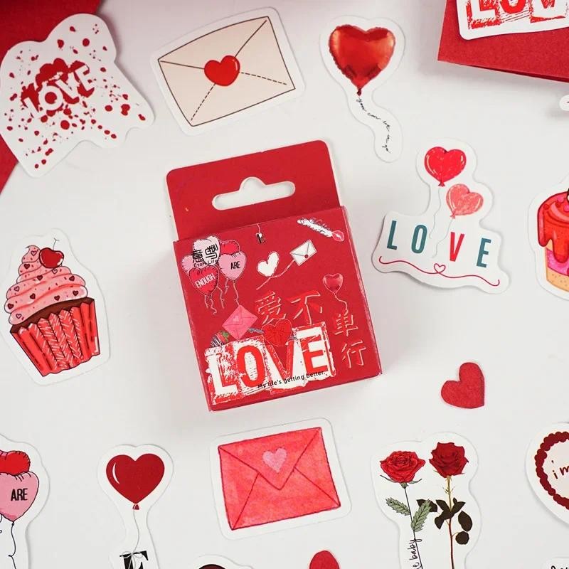 

46Pcs/box New Cartoon I LOVE YOU Love Valentine’s Day Decoration Hand Account Graffiti Stationery Stickers for Kids