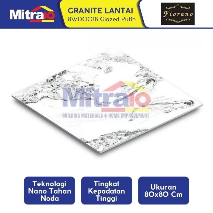 Granit Lantai Fiorano 8WD0018 80x80cm Putih Glazed