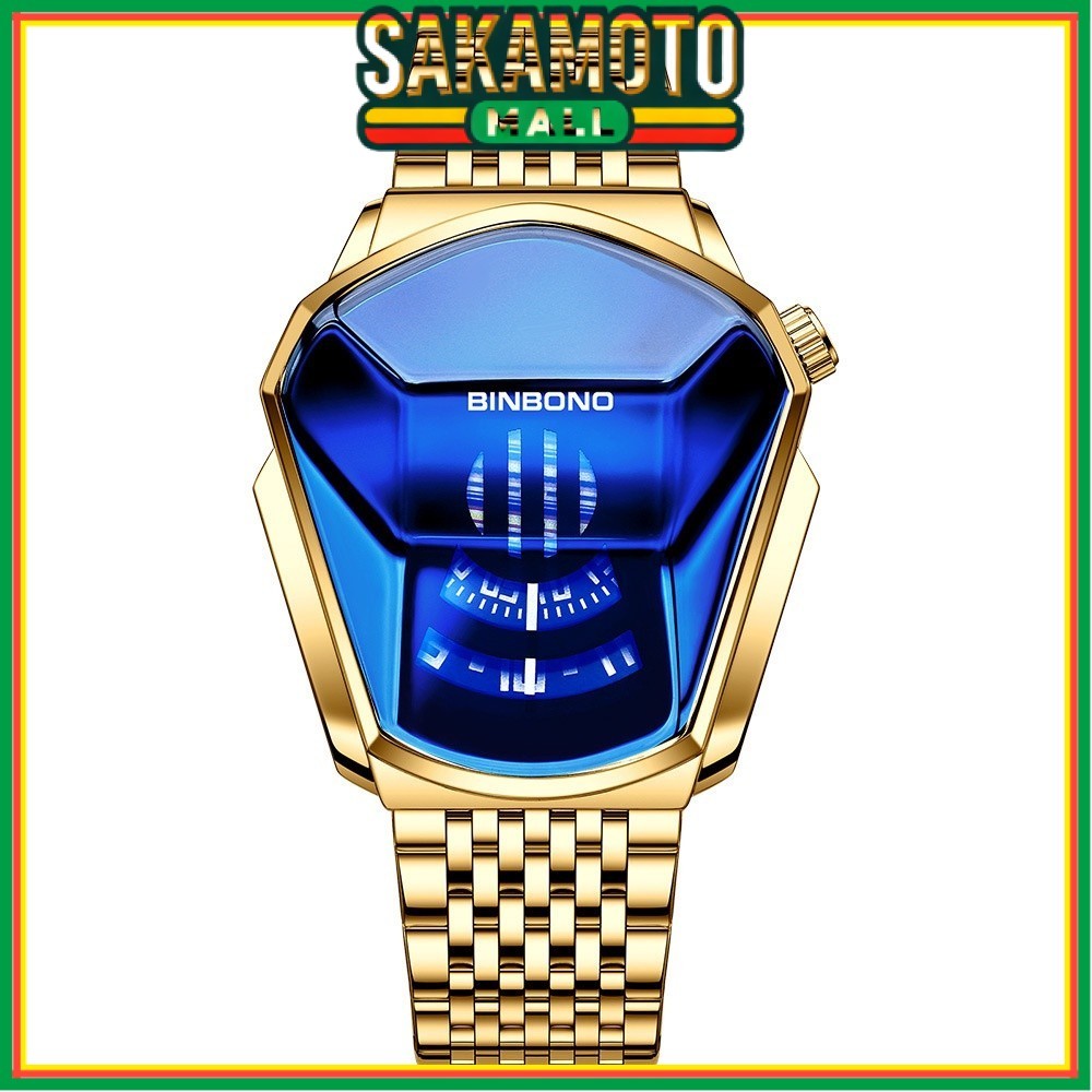 JAM TANGAN RANTAI ASLI PRIA BINBOND PREMIUM MURAH  GOLD STAINLESS EMAS DANIEL JAM079G1 COWOK