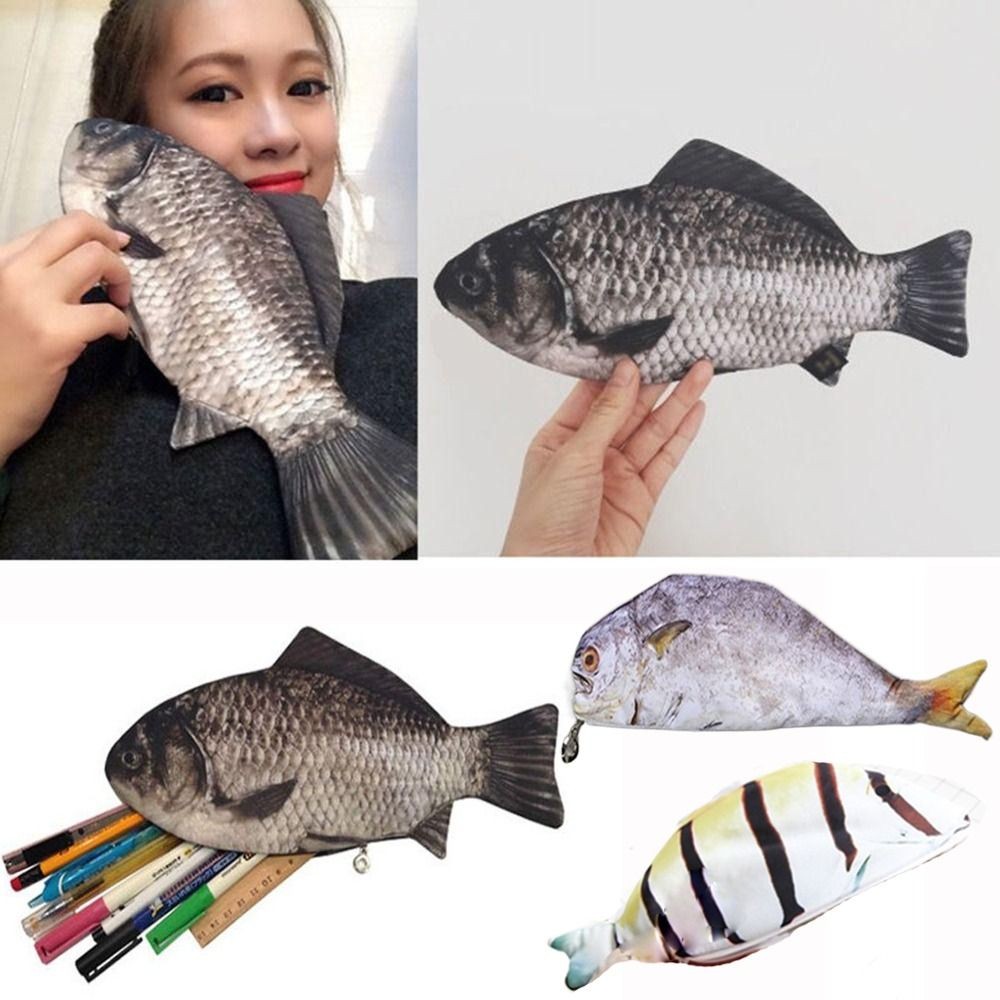 

Funny Fish Shape Pencil Case Wallet Animal Cartoon Handbag Organizer Stationery Pencil Box Study Supplies