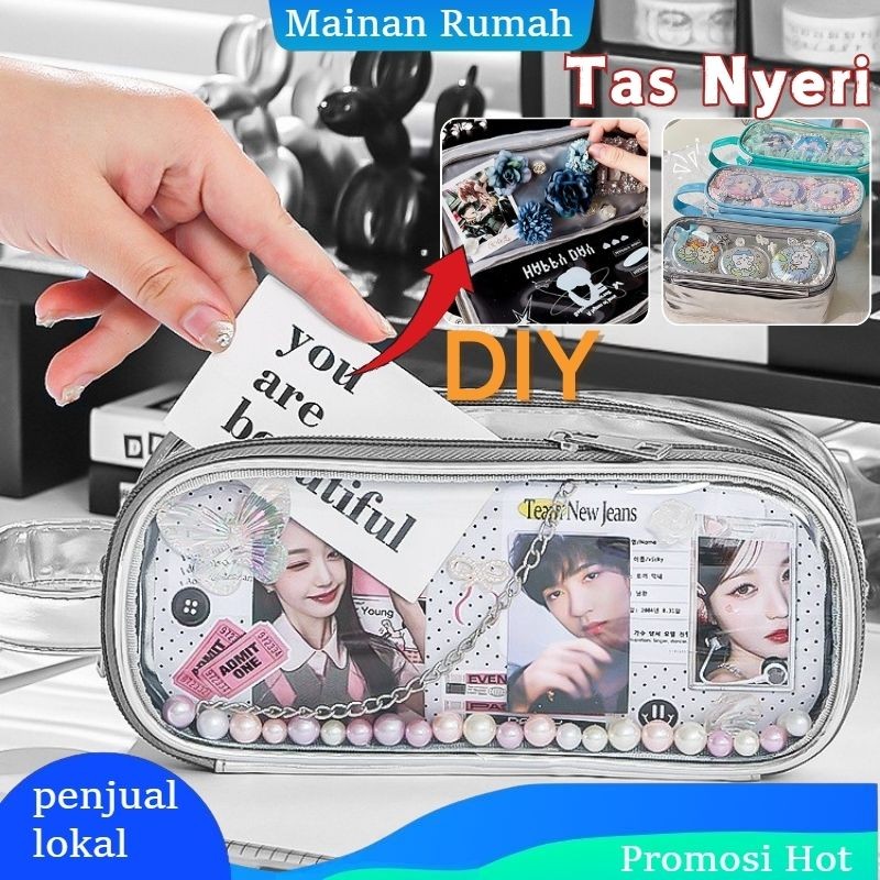 

【Local Delivery】Tahan air Kotak pensil PVC transparan dengan kapasitas besar / Tas Nyeri/kotak pensil anak perempuan Itabag alat tulis multifungsi