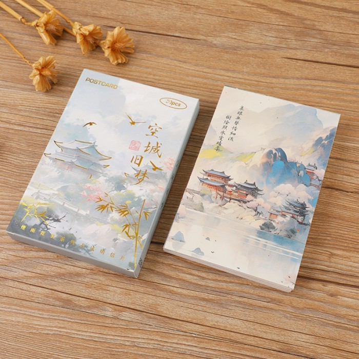

Set Koleksi Kartu Pos / Postcard (Lukisan Tiongkok, Pemandangan Indah Langit Biru) (Isi 30)