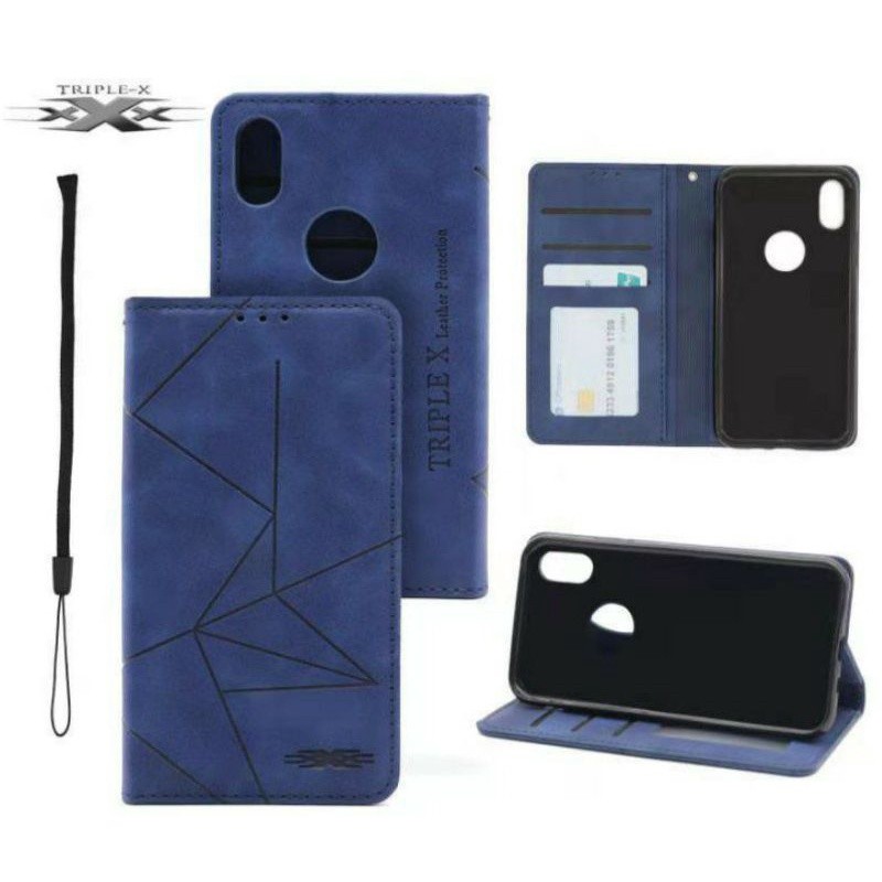 Triple X Flip Cover Leather Case Walet Oppo A12 A15 A16 A52 A92 A31 A33 A53 A54 A74 A95 Flip Case Do