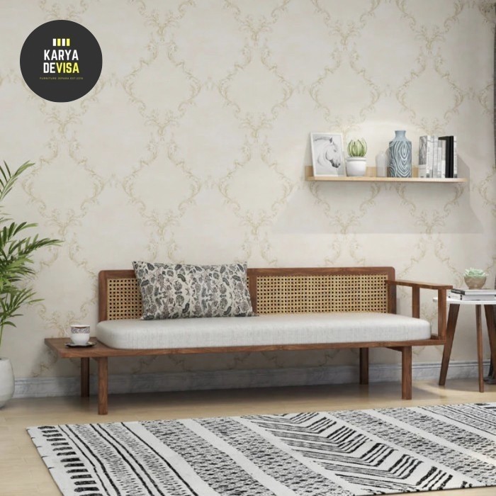 PROMO MURAH sofa bench rotan panjang/bangku jati minimalis/kursi teras rumah - P100xL50xT65cm