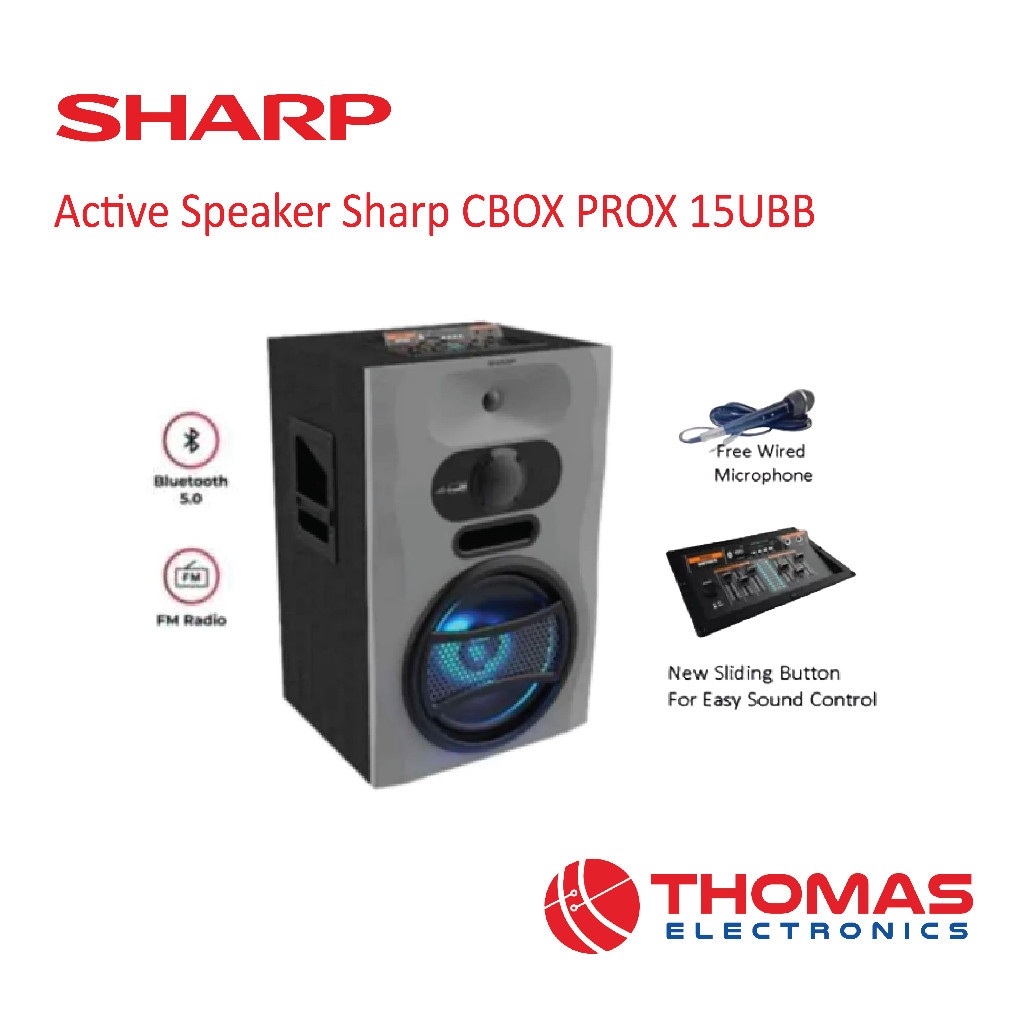 Active Speaker Sharp CBOX PROX15UBB PROX 15 UBB 15 Inch Bluetooth Free Mic Garansi