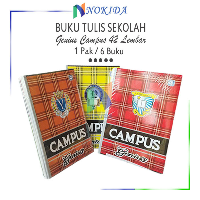 

Nokida Buku Tulis Kampus 42 Lembar [1 Pack/6 Buku] / Buku Campus 1 Pak Genius Ukuran Besar Panjang Boxy Untuk SMP SMA Kuliah / Alat Tulis Perlengkapan Sekolah Anak