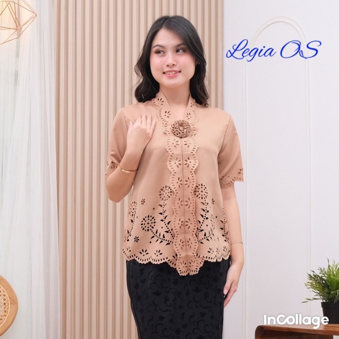 wnur3383_store~Bongkar Gudang Kebaya Encim Modern Lengan Pendek Laser Cut Neva - Milo, XXL