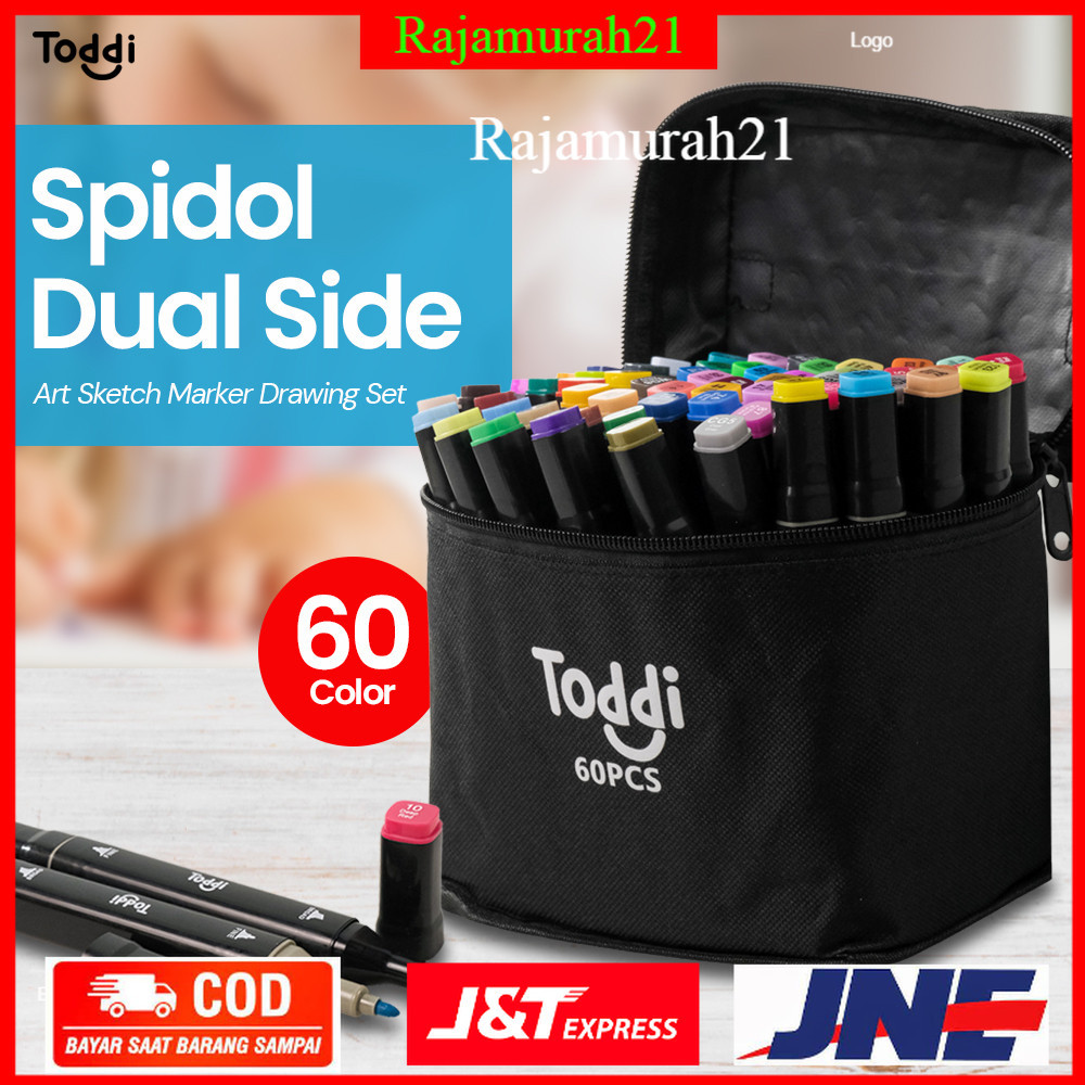 

Toddi Spidol Dual Side Fine Art Brush Pen Art Marker Set 60 Color - 7CTH4KBK